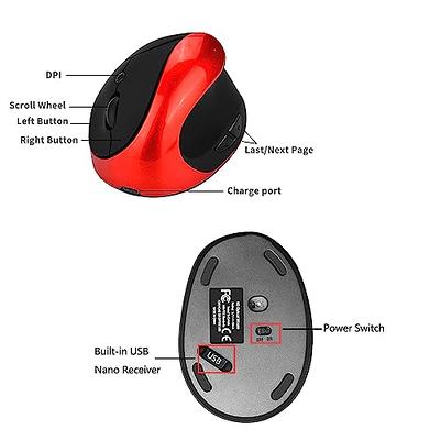 Basics 2.4 Ghz Wireless Optical Computer Mouse with USB Nano  Receiver, Red