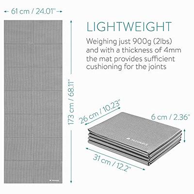 Portable Foldable Yoga Mat - Lightweight, Non-Slip - 1/8 inch Thick - 68 x  24