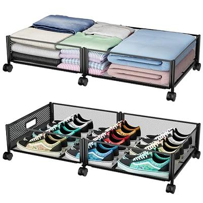 LEHOM Under Bed Storage with Wheels, Plastic Underbed Bins with Sturdy  Metal Tubes Rolling Under Bed Drawer Storage Container with Window and  Handle