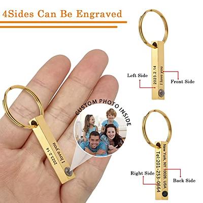 BEXOA EDC Custom Keychain With Picture Personalized Photo Keychains  Engraved Text Keyring Customizable Family Memorial Gift