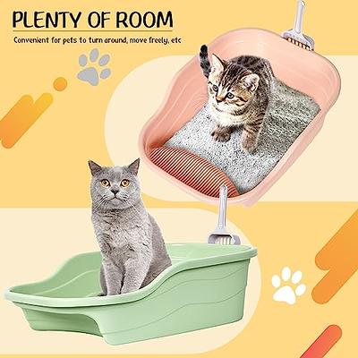 Mumufy 4 Pcs Large Cat Litter Box with 4 Litter Sifting Scoop Open