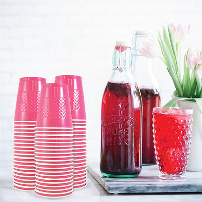 Jam Paper Plastic Glasses Party Pack - 9 oz Tumblers - Fuchsia Hot Pink - 72 Hard Plastic Cups/Pack