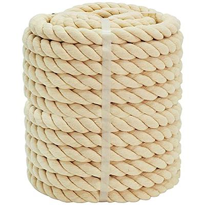 1/2 Inch x 100 Feet Natural Twisted Cotton Rope Strong Thick Soft Rope for  Sports, Decor Crafts, Macrame,Camping, Wedding Ropes : : Home  Improvement