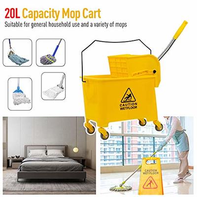 Commercial Mop Bucket 5.28 Gallon with Wringer - Side Press Commercial Home  Cleaning Cart Combo Yellow 4 Wheels Home & Industrial Cleaning Mop Bucket  for Business - Yahoo Shopping