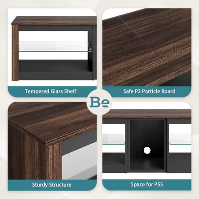 Bestier TV Stand for TVs up to 70'' with RGB LED Lights, Walnut - Yahoo  Shopping