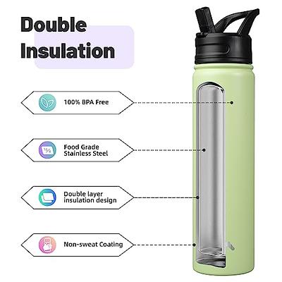 FineDine Insulated Water Bottles with Straw - 40 Oz Stainless