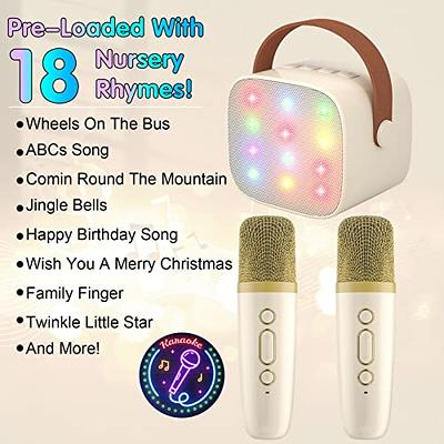 YLL Mini Karaoke Machine for Kids Adults, Portable Bluetooth Speaker with 2  Wireless Microphones,18 Pre-Loaded Songs Toys Birthday Gifts for Girls 4