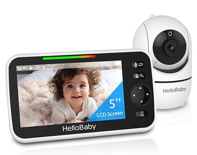 HelloBaby Monitor con cámara y audio, pantalla IPS LCD pantalla de video  monitor de bebé sin WiFi visión nocturna infrarroja, temprature, canción de