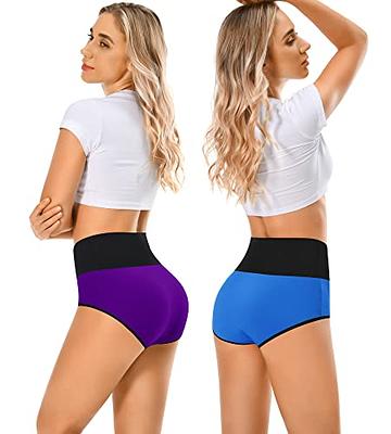MISSWHO Women's High Waisted Cotton Underwear Soft Breathable Full Coverage  Stretch Briefs Ladies Panties 5-Pack