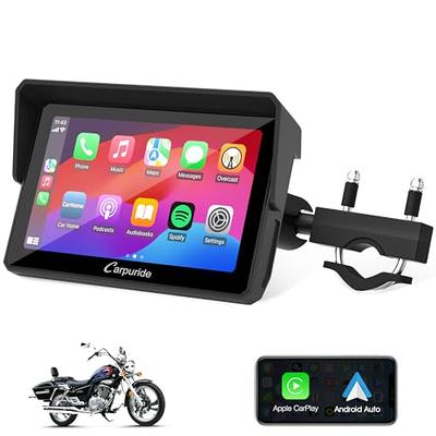 Wireless Apple CarPlay Dual Bluetooth Touchscreen for Motorcycles, 5 IPS  Portable Motorcycle GPS Navigation System via CarPlay/Android Auto for Any