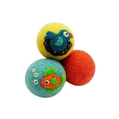 Handmade Felt Balls made from New Zealand Wool, Non-Toxic Bright Colors,  Eco-friendly Cat Toys