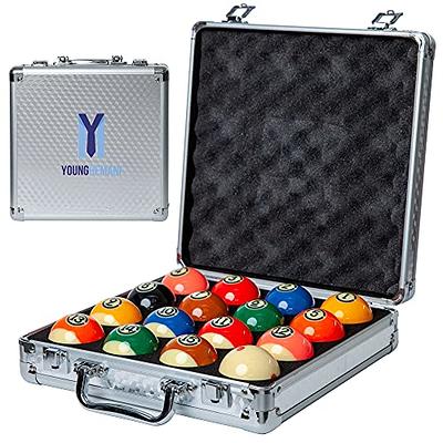 Imperium Style Pool Balls Billiard Set - Regulation Size - 17 Pc  Professional Pool Set w/Cue Ball and Sleek Black and Silver Case - Multi  Colored 