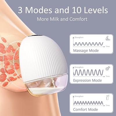  Wearable Breast Pump Hands Free Electric Breast Pump with 4  Modes & 9 Levels, 1600 mAh Super Quiet Portable Painless Breastpump Breastfeeding  Essentials for Outdoor, 17/19/21/24mm Flanges (1) : Baby