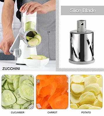 Ourokhome Rotary Cheese Grater Shredder - 3 Drum Blades Manual Speed Round  Food Slicer Nut Grinder with Strong Suction Base for Cheese, Vegetable