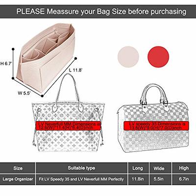 Doxo Purse Organizer Insert & Base Shaper 2pc Set, Felt Handbag & Tote Bag  Fit LV Graceful MM More(Beige,SL)