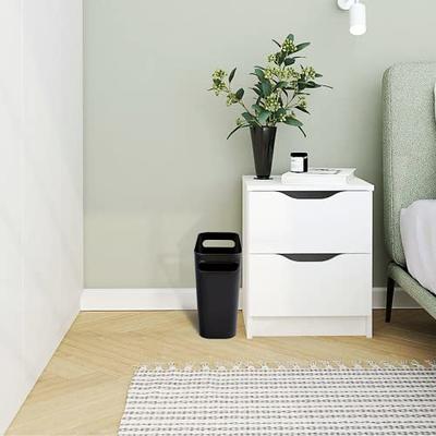 mDesign Plastic Small Trash Can, 1.5 Gallon/5.7-Liter Wastebasket, Narrow  Garbage Bin with Handles for Bathroom, Laundry, Home Office - Holds Waste