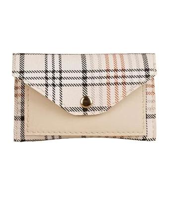 Brown Checkered Credit Card Wallet