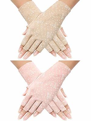 Maxdot 2 Pairs Women Sunblock Fingerless Gloves Summer Driving Gloves Girls Non  Slip UV Protection Gloves for Outdoor (Pink,Khaki) - Yahoo Shopping