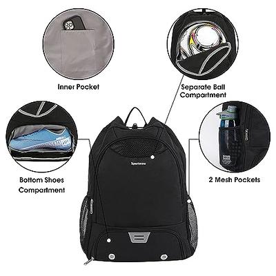 MIER Basketball Backpack Soccer Bag with Shoes Ball Compartment, Black