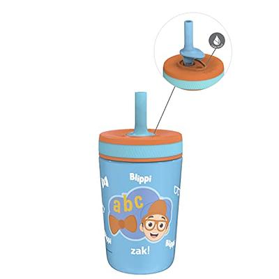 Zak Designs 15oz Blippi Kelso Tumbler Set, BPA-Free Leak-Proof Screw-On Lid with Straw Made of Durable Plastic and Silicone, Perfect Bundle for Kids