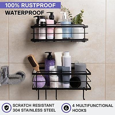 Black Double-layer Wall Mounted Bathroom Storage Rack With No Drilling &  Kitchen Organizer, Adhesive Suction Cup Shelving, For Hand Wash Sink &  Mirror