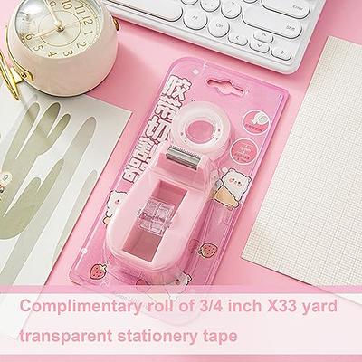 Tape Dispenser Desk with 12 Rolls Transparent Cute Small Tape Dispenser  Packing Refills Invisible Tape Desktop Tape Dispenser for Christmas Gift