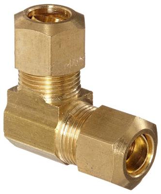 Legines Brass Compression Fitting, 90 Degree Elbow, 3/8 Compression x 3/8  Compression, Pack of 2