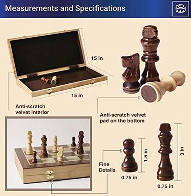  Juegoal Wooden Chess & Checkers Set with Storage Drawer, 12  Inch Classic 2 in 1 Board Games for Kids and Adults, Travel Portable Chess  Game Sets, 2 Extra Queen, Extra 24