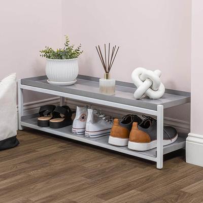 BYBLIGHT 70.86 in. H x 25.6 in. W Gray 30-Pairs Tall Shoe Storage