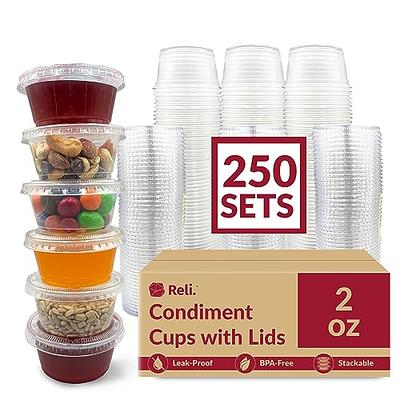 [100 Sets] 1.5 oz Small Plastic Containers with Lids, Jello Shot Cups with  Lids, Disposable Portion Cups, Condiment Containers with Lids, Souffle Cups