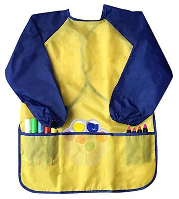 2 Pack Kids Art Smock, Kids Painting Aprons with Long Sleeve and 3 Pockets  Waterproof Artist Painting Aprons for Painting Cooking Eating Arts & Crafts
