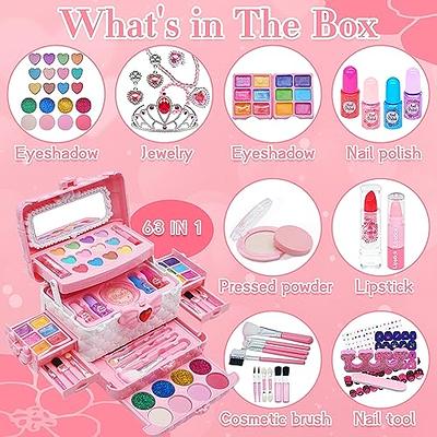 Aimidola Kids Makeup Kit for Girl - 63 PCS Washable Non Toxic Kid Make Up  Toys, Children