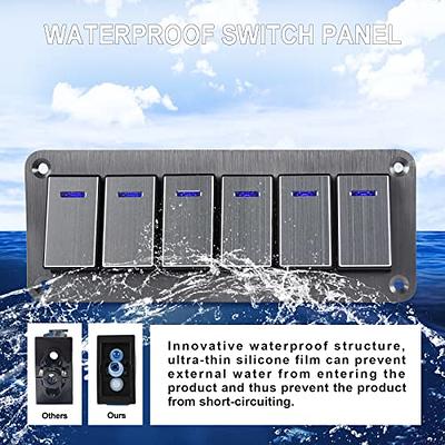 X AUTOHAUX 4 Gang Rocker Switch Panel 3 Pin on OFF Pre-Wired Toggle Switch  Control Waterproof Aluminum Alloy Blue LED Light Push Button for 12V 24V