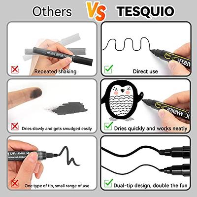 Tesquio Black and White Paint Marker, 8 Pack Dual Tip Acrylic Paint Pens  with Medium Tip and Brush Tip, Ideal for Wood, Rock Painting, Canvas,  Stone, Glass, Ceramic - Yahoo Shopping