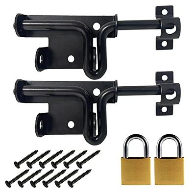 DOUBLE 2 C Barn Door Lock, Sliding Barn Door Lock Hardware Gate Latches,  Carbon Steel Door Latches for Barn Door Cabinet Window Closet Door, Black