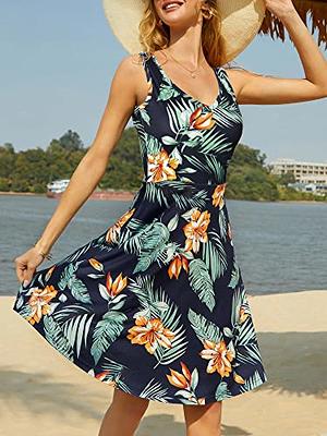 Dresses for Women 2024 Summer Casual Cute Floral Dress Sundress Wrap V Neck  Vacation Dresses Beach Party Flowy Midi Dresses