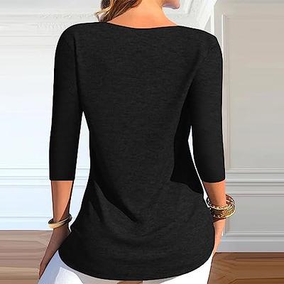 B Slim Women's Blouse Top Size M Black White Waist Slimming Shirt 3/4  Sleeve