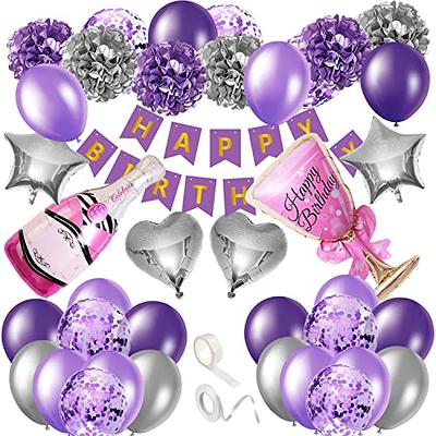 Purple 18th Birthday Decorations, Pastel Purple Balloons HAPPY