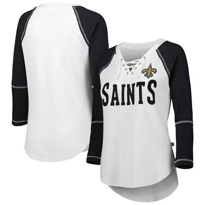 Women's Touch White/Black New Orleans Saints Rebel Raglan Three-Quarter  Sleeve Lace-Up V-Neck T-Shirt - Yahoo Shopping