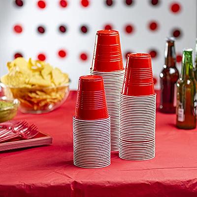  TashiBox 12 oz disposable plastic party cups (Red, 100