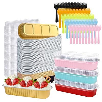 50pcs Aluminum Foil Baking Cake Box Colorful Rectangular Small Tin