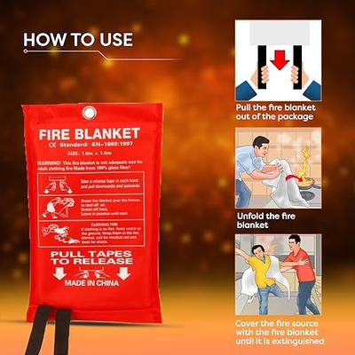 Altaz Emergency Fire Blanket for Home Kitchen - 39.4x39.4 Flame  Suppression Fiberglass Fire Blankets for Camping, Grill, Car, Office,  Warehouse