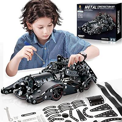 LILCRUIBAO lilcruibao building toys red racing model car kits,287 pcs stem  projects for kids ages 8-12,diy metal vehicle model building