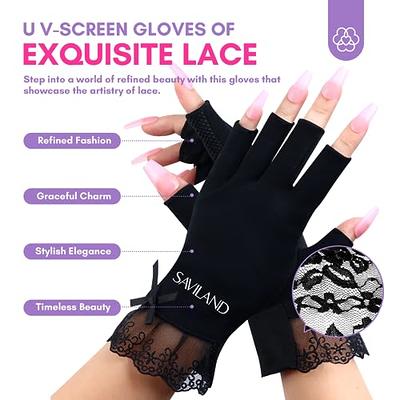 Saviland U V Gloves for Nails, 2 Pairs Lace UPF60+ U V Protection Gloves  for Gel Manicure, Fingerless U V Light Gloves for Gel Nail Lamp Anti U V  Gloves for Women (Black/Gray) - Yahoo Shopping