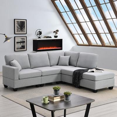 Modern Sectional Sofa,5-Seat Modular Couch Set with Convertible