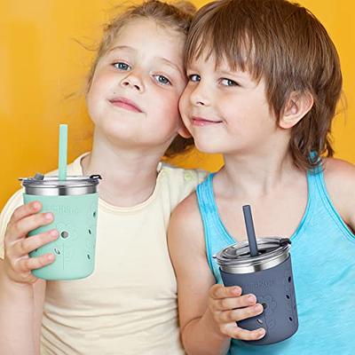 Kids Cups with Lids and Straws, 8oz Spill Proof Drinking Cups