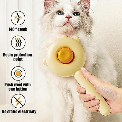 Steamy Cat Brush - 3 In1 Cat Steamy Brush, Self Cleaning Steam Cat Brush,  Cat Steamer Brush for Massage, Cat Hair Brush for Removing Tangled and