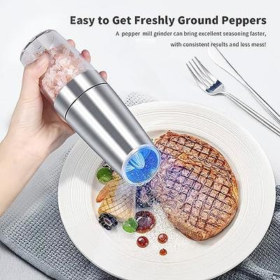 Electric Salt Pepper Grinder Light Adjustable Coarseness Stainless Steel Salt  Pepper Shaker, 1 Pack - Foods Co.