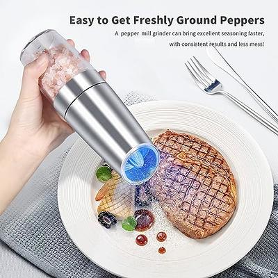 Electric Salt Pepper Grinder Light Adjustable Coarseness Stainless Steel  Salt Pepper Shaker, 1 Pack - Foods Co.