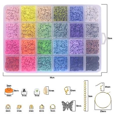 6000 Pcs Clay Beads for Bracelet Making, 24 Colors Flat Preppy Beads for  Friendship Bracelet Kit, Polymer Clay Heishi Beads with Charms for Jewelry